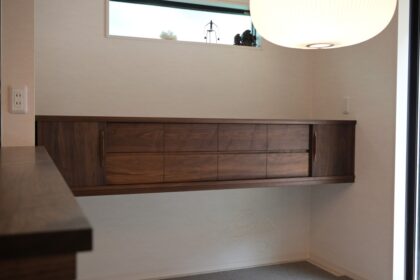 カウンター収納　ウォールナット　オーダー家具　家具工房　神奈川　海老名